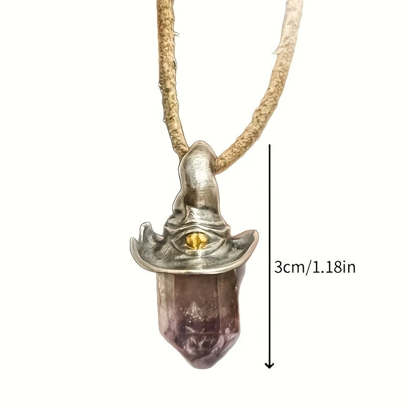 Amethyst Witchy Hat Necklace