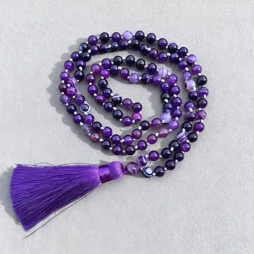 Purple Agate Mala Beads