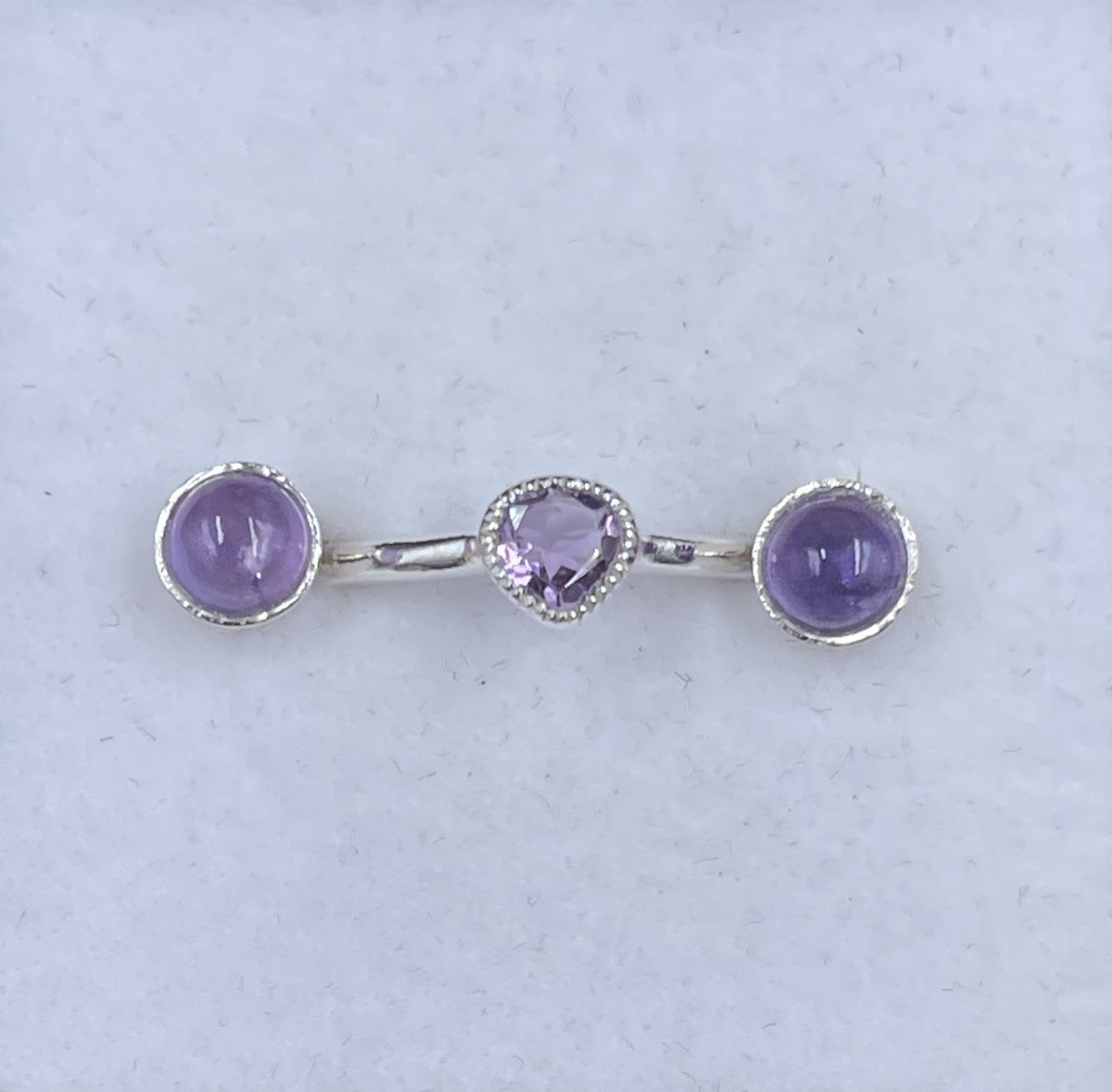 Amethyst Sterling Silver Heart Ring & Earring Set