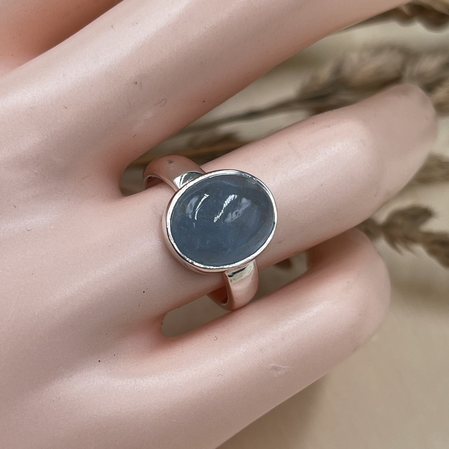 Aquamarine Sterling Silver Ring (Size 7)