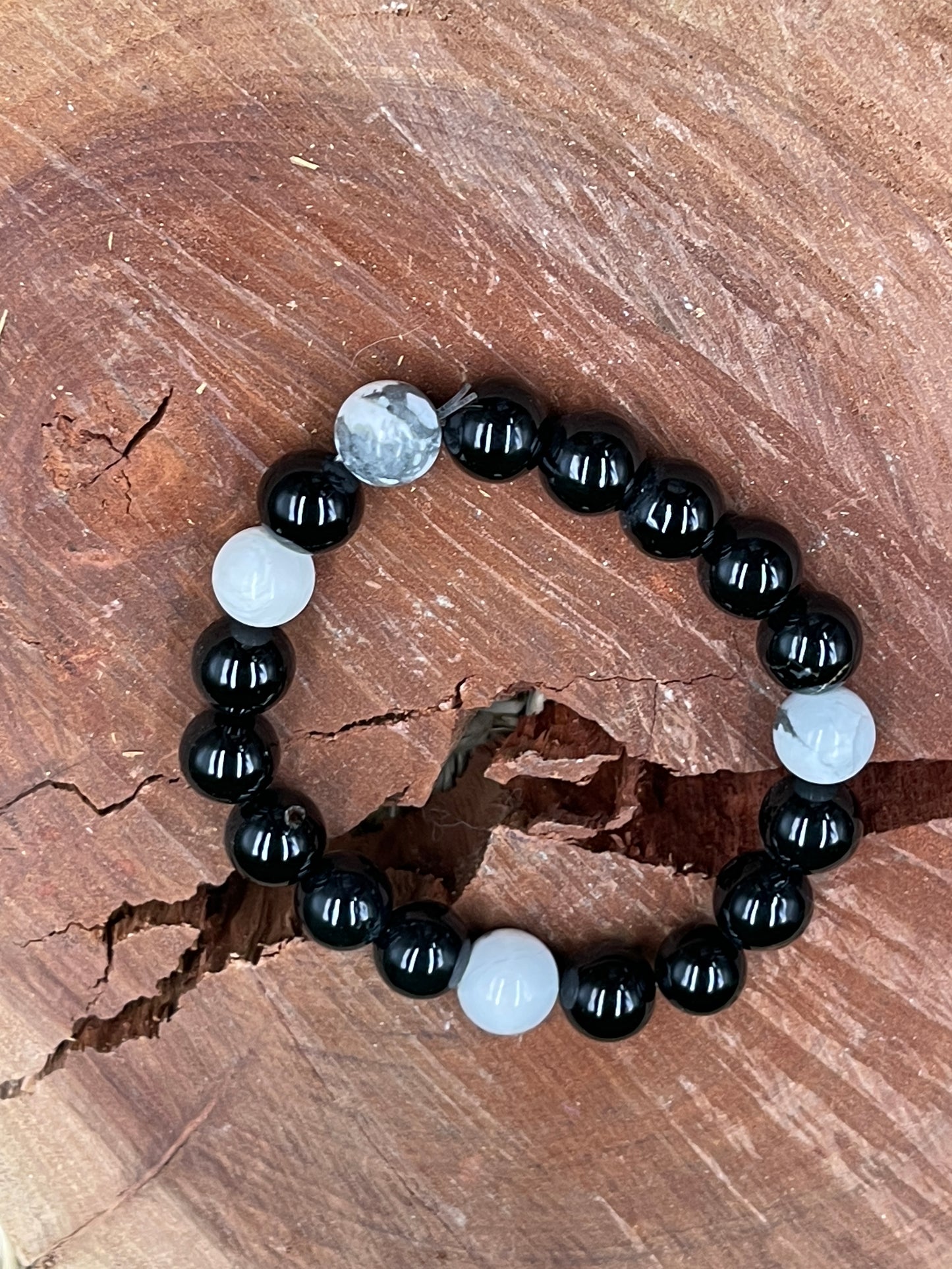 Black Agate & White Howlite Bracelet