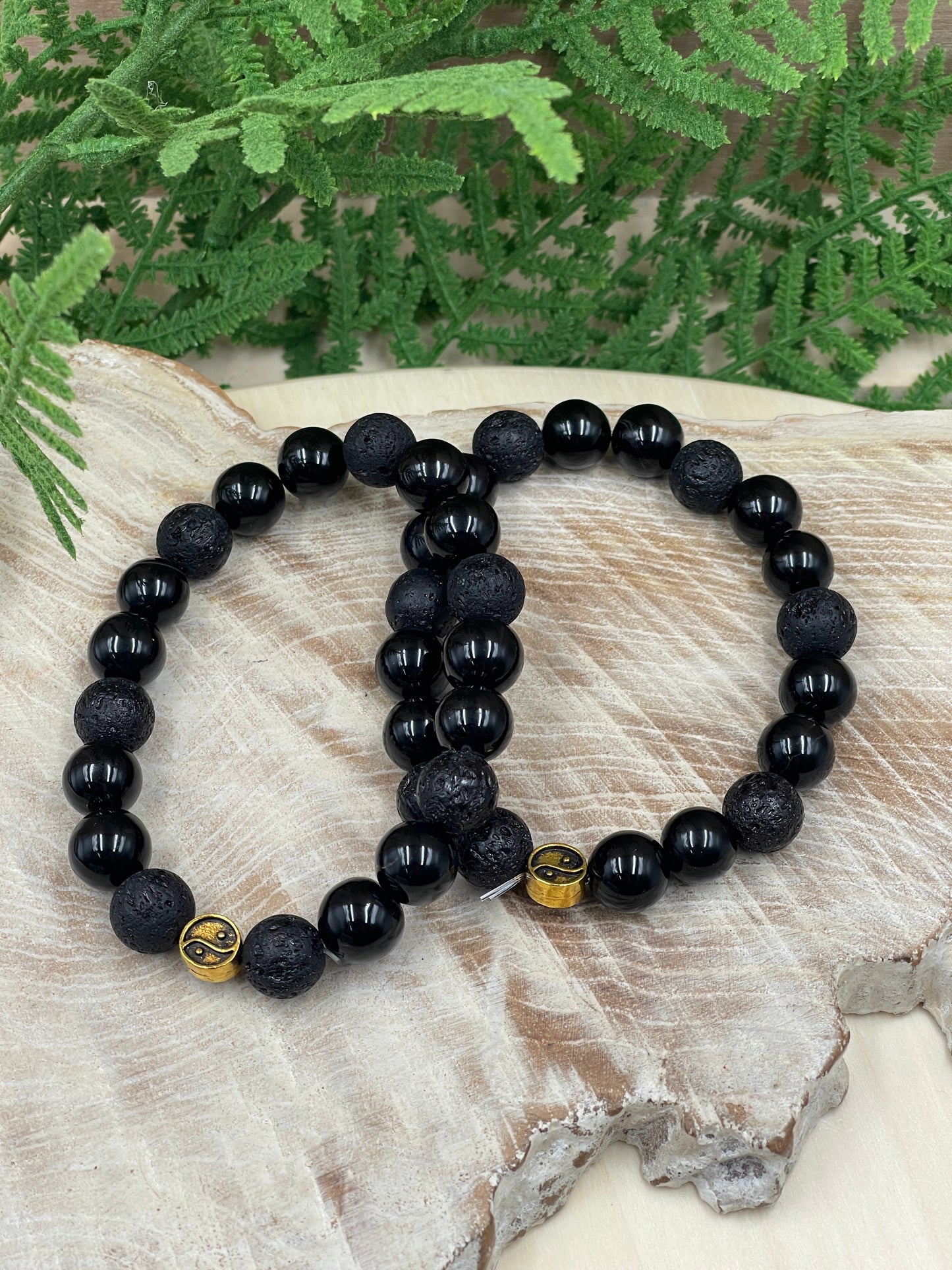 Black Agate & Lava Stone Bracelets