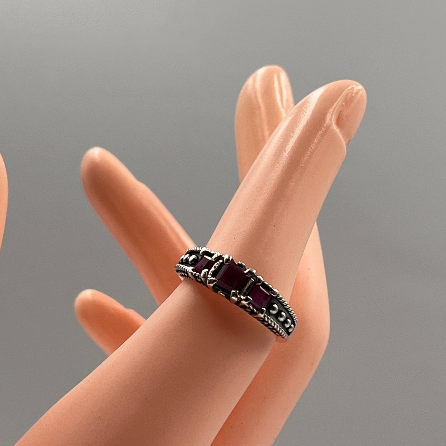 Ruby Sterling Silver Ring (Size 7)