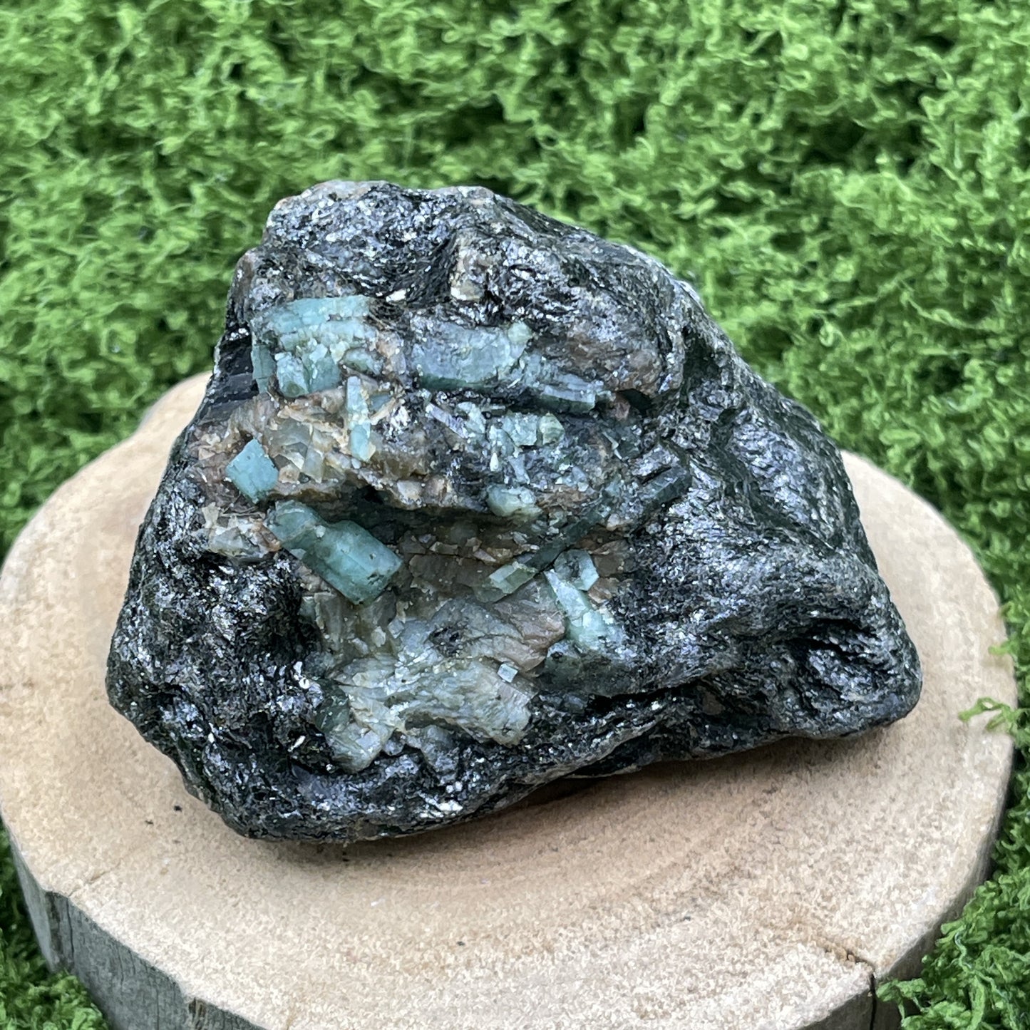 Raw Emerald With Black Tourmaline