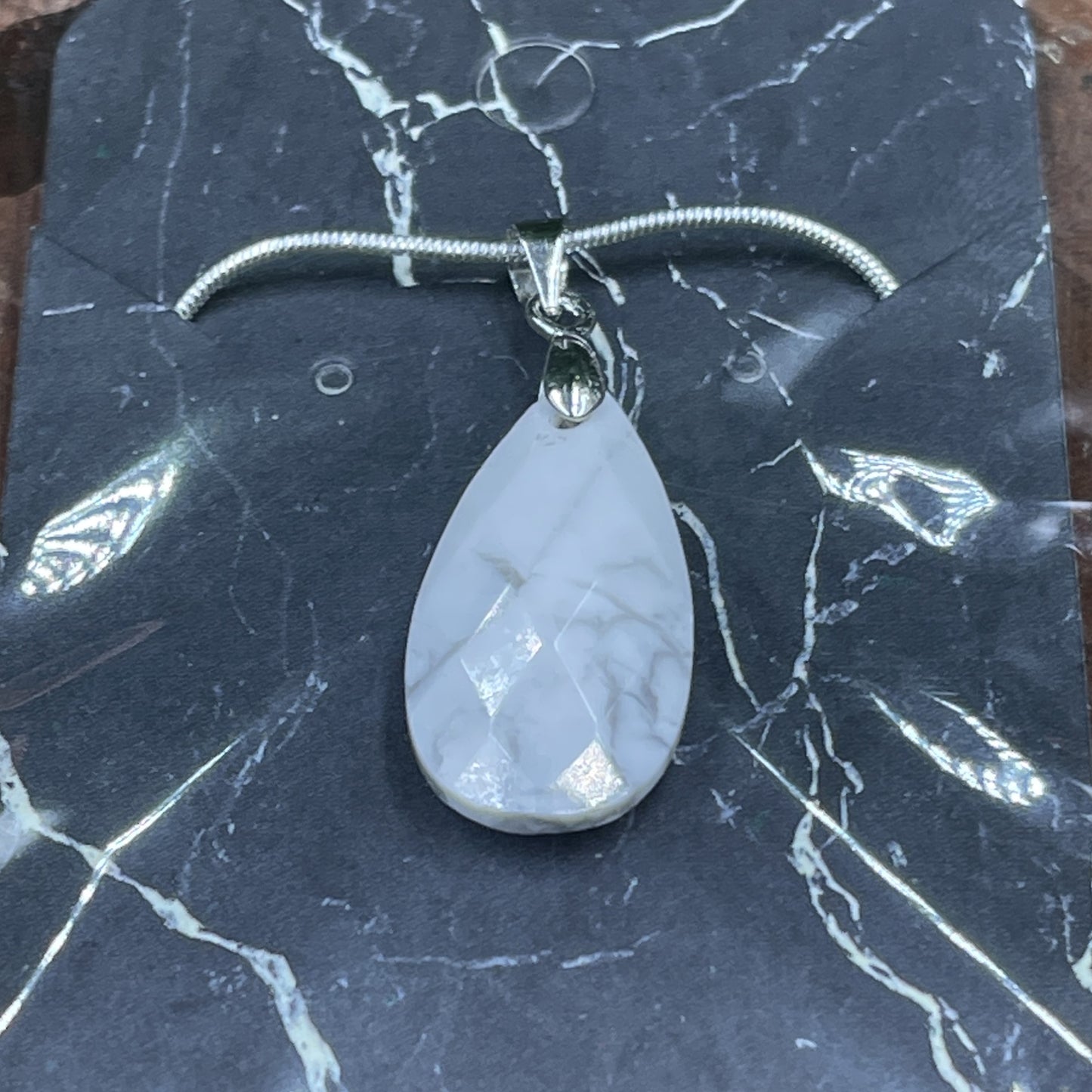 White Howlite Faceted Necklace