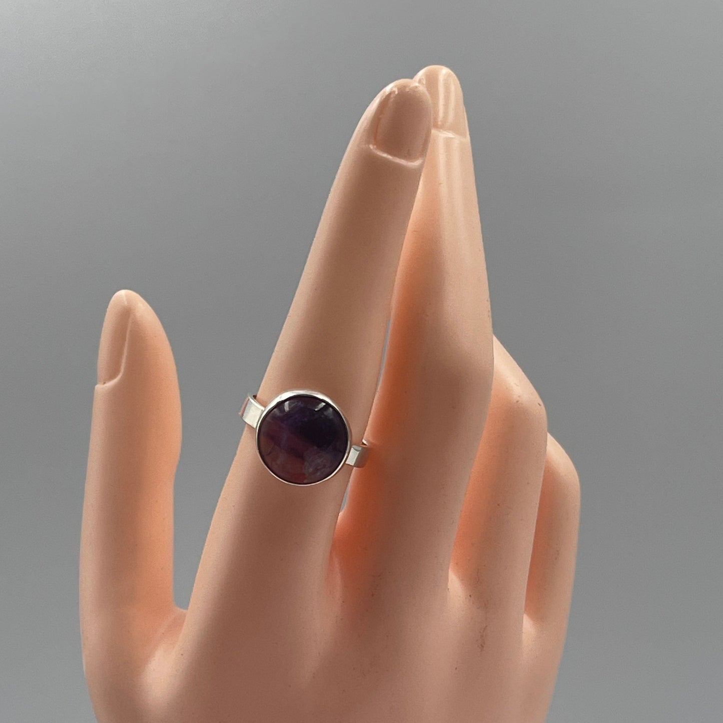 Purple Fluorite Ring Sterling Silver (Size 9)