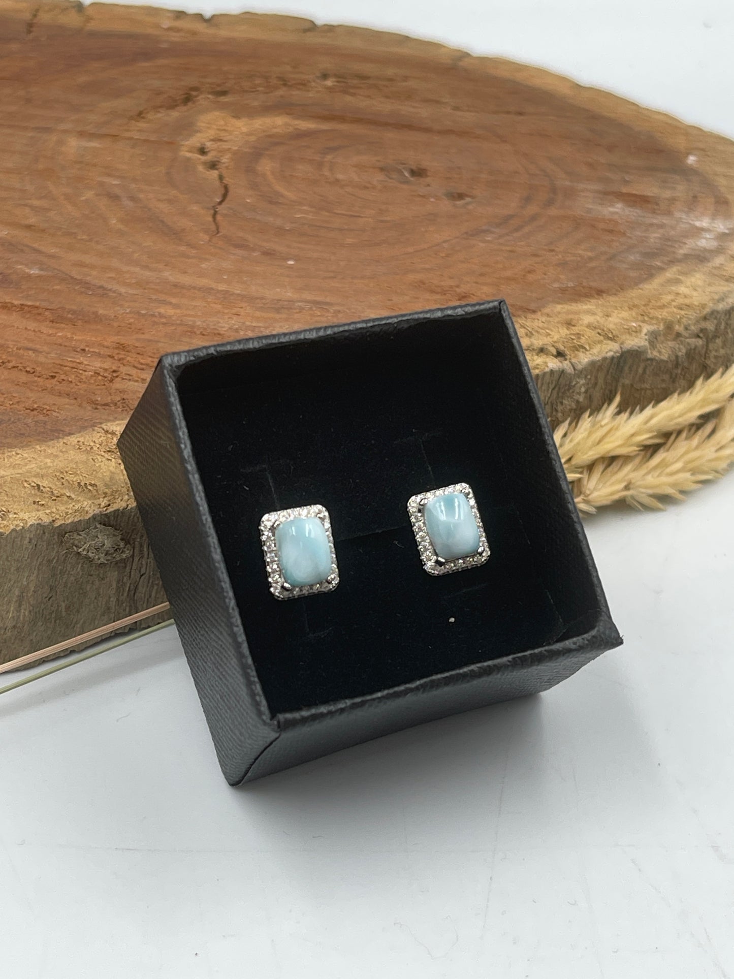 Larimar Sterling Silver Stud Earrings