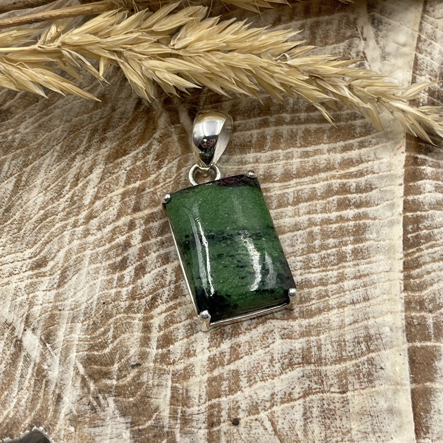 Ruby Zoisite Sterling Silver Pendant