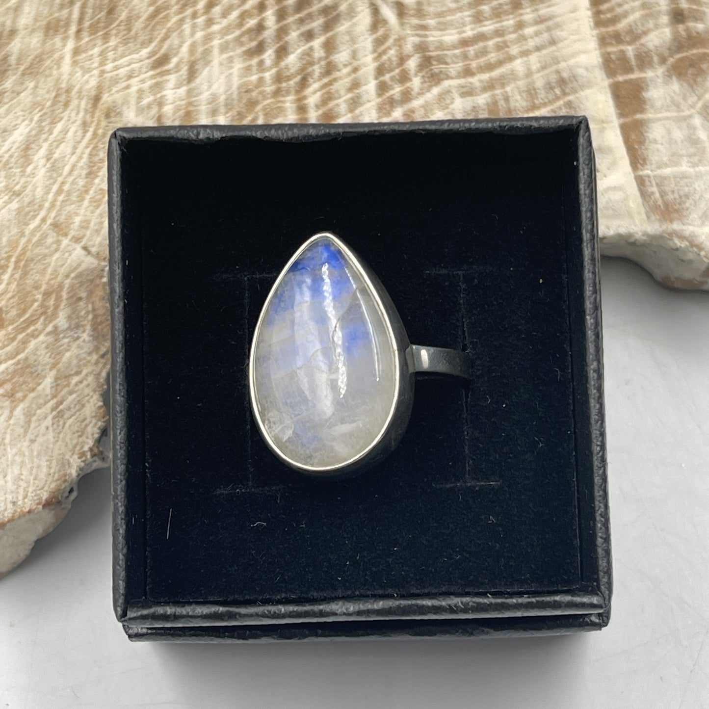 Rainbow Moonstone Sterling Silver Ring (Size 11)