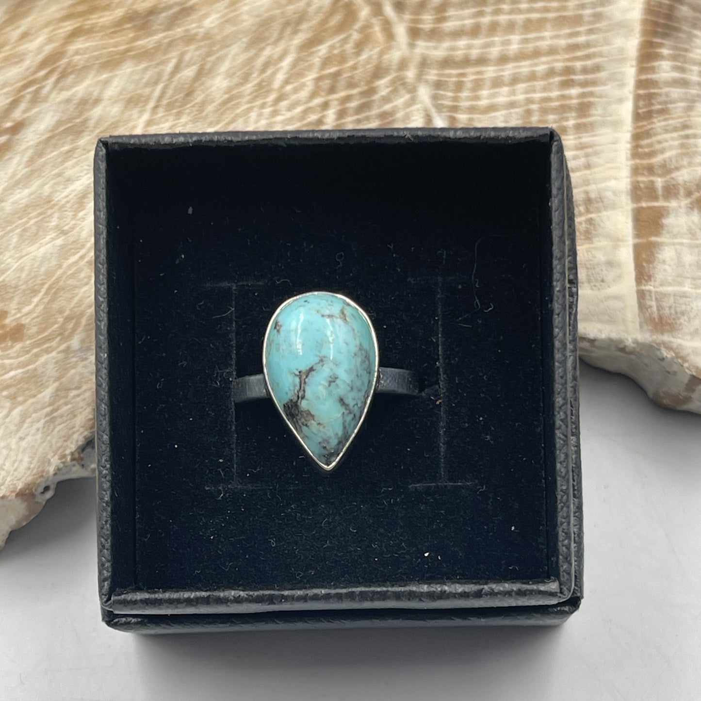 Tibetan Turquoise Sterling Silver Ring (Size 9)