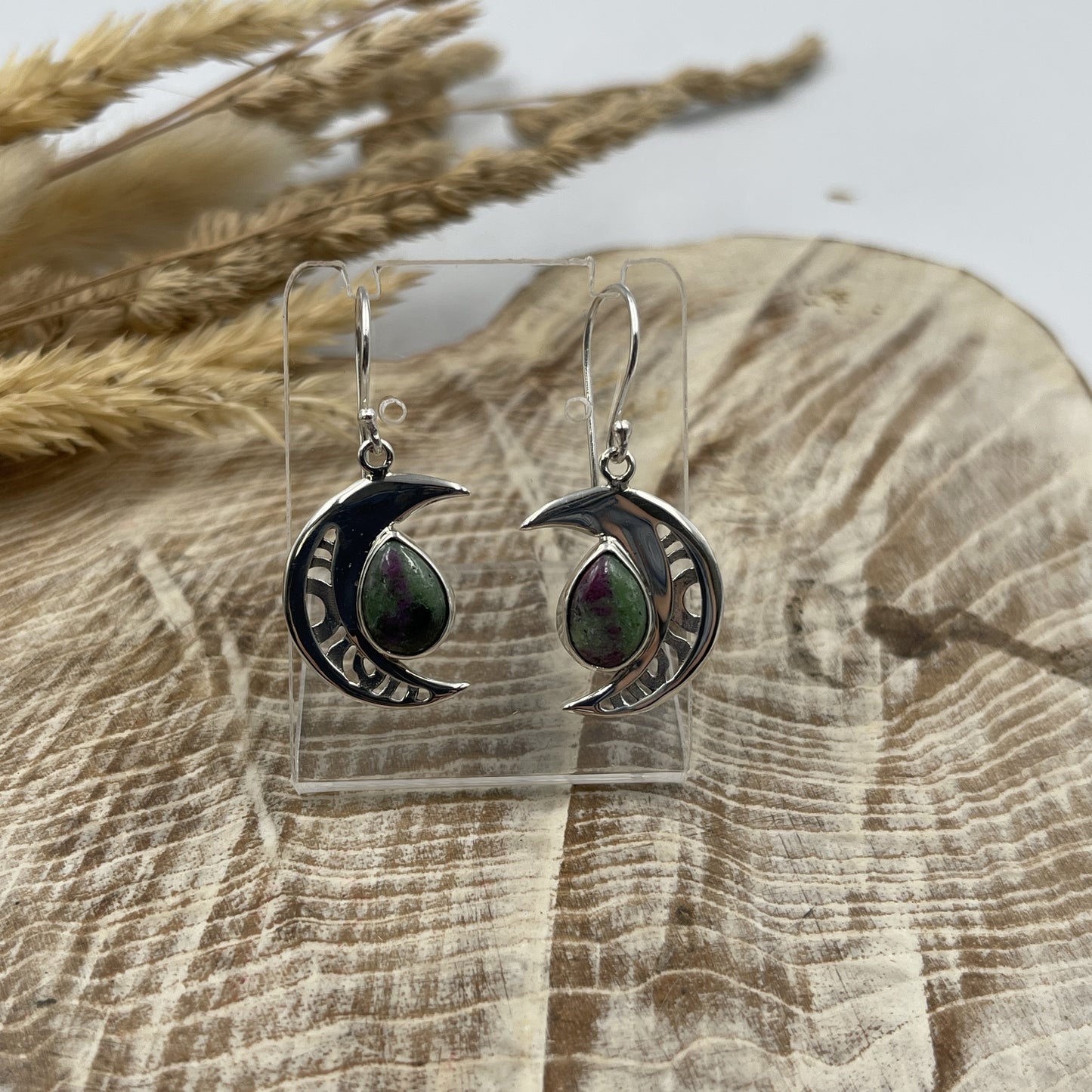 Ruby Zoisite Sterling Silver Earrings