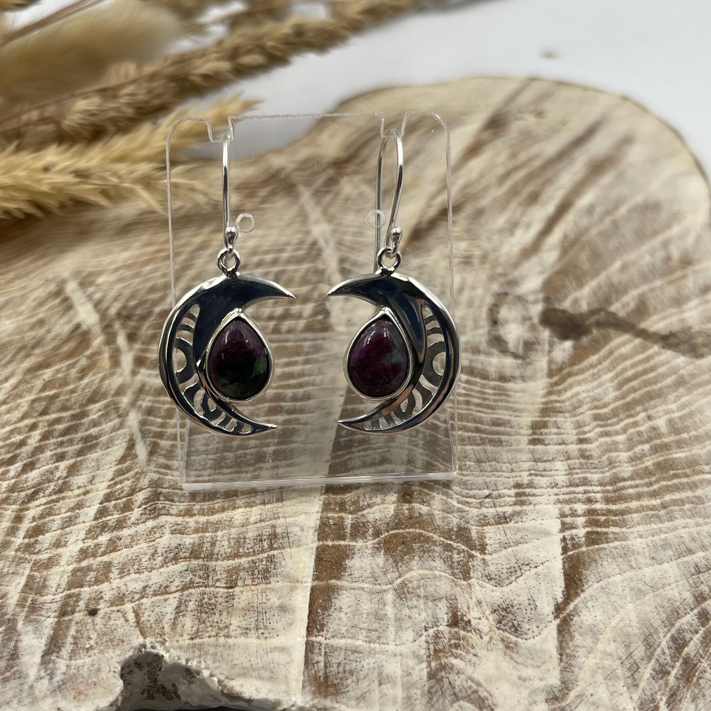 Ruby Zoisite Sterling Silver Earrings