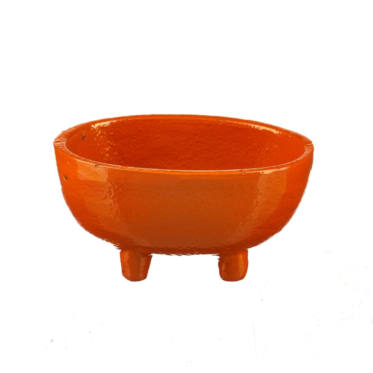 Oval Cast Iron Cauldron Without Lid Orange