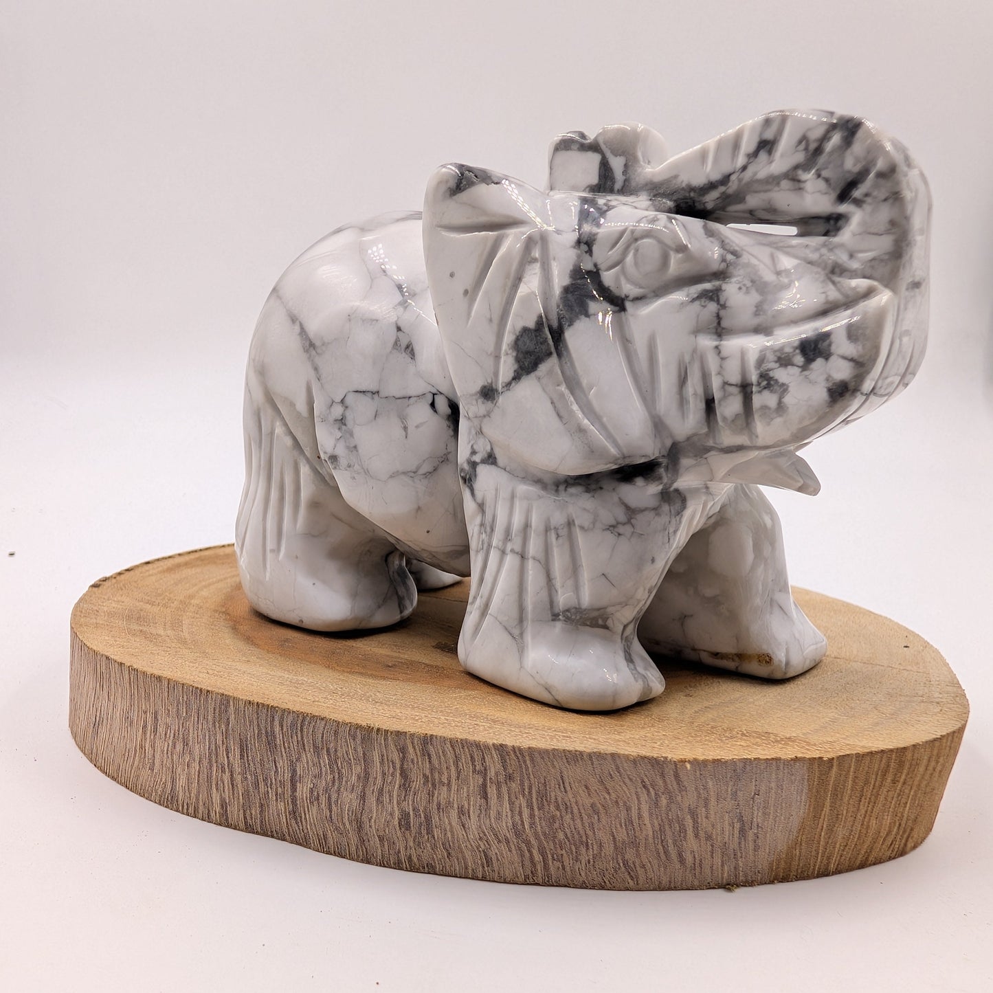 Large White Howlite Elephant
