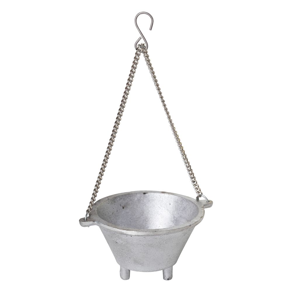BARGAIN - Aluminum Cauldron Silver with Hanging 5x10cm