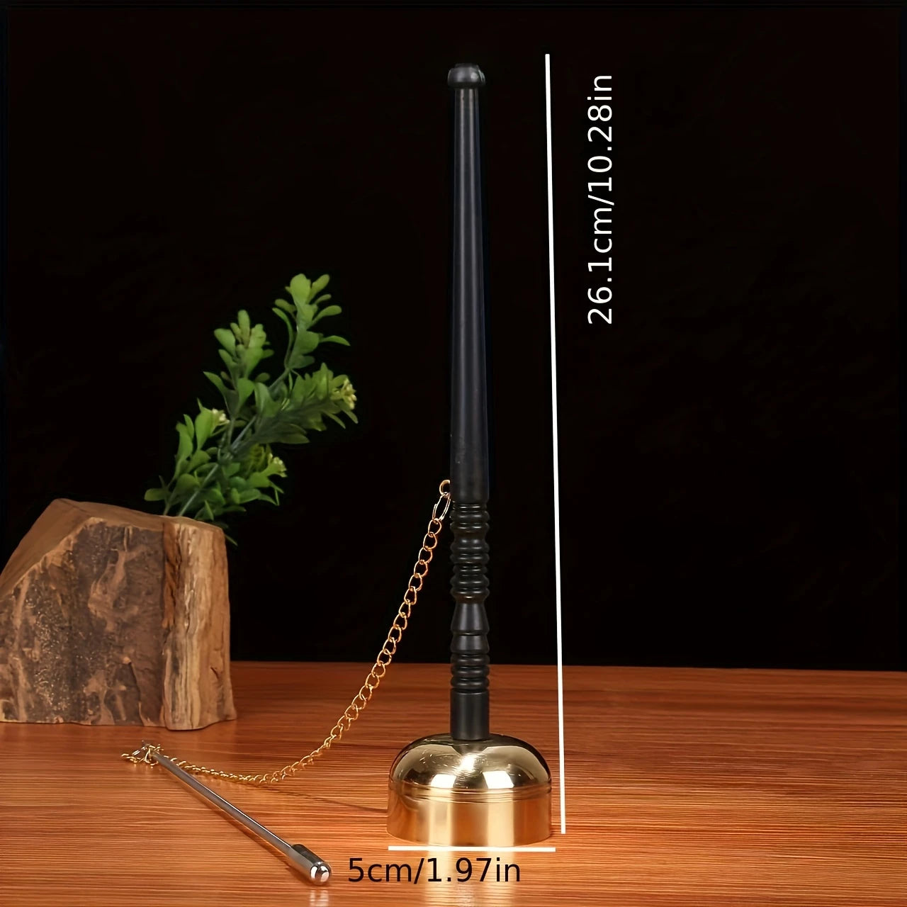 Tibetan Hand Bell with Wooden Handle & Brass Singing Bowl