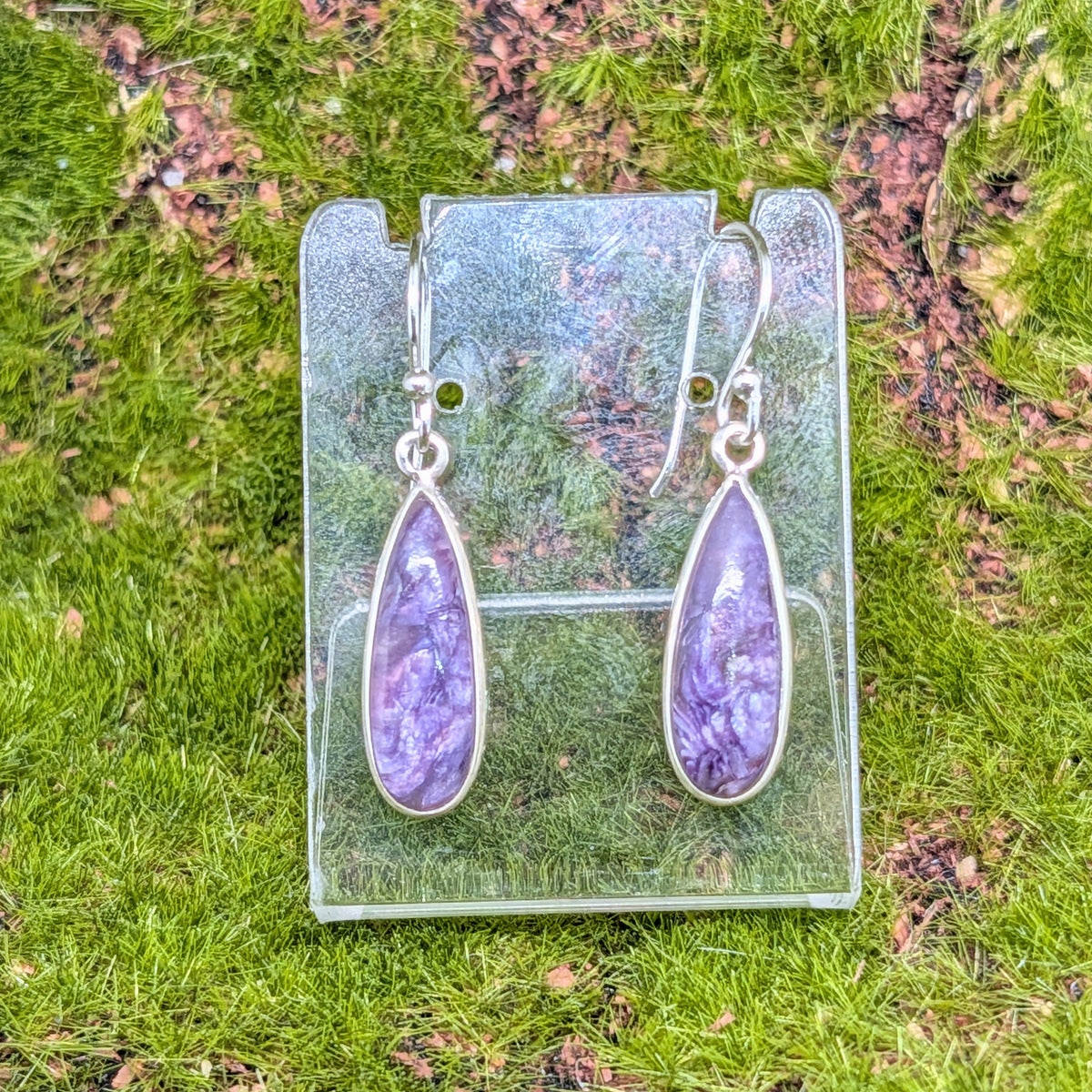 Charoite Sterling Silver Earrings