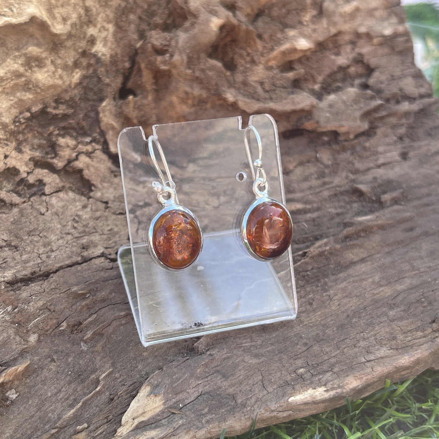 Amber Sterling Silver Earrings