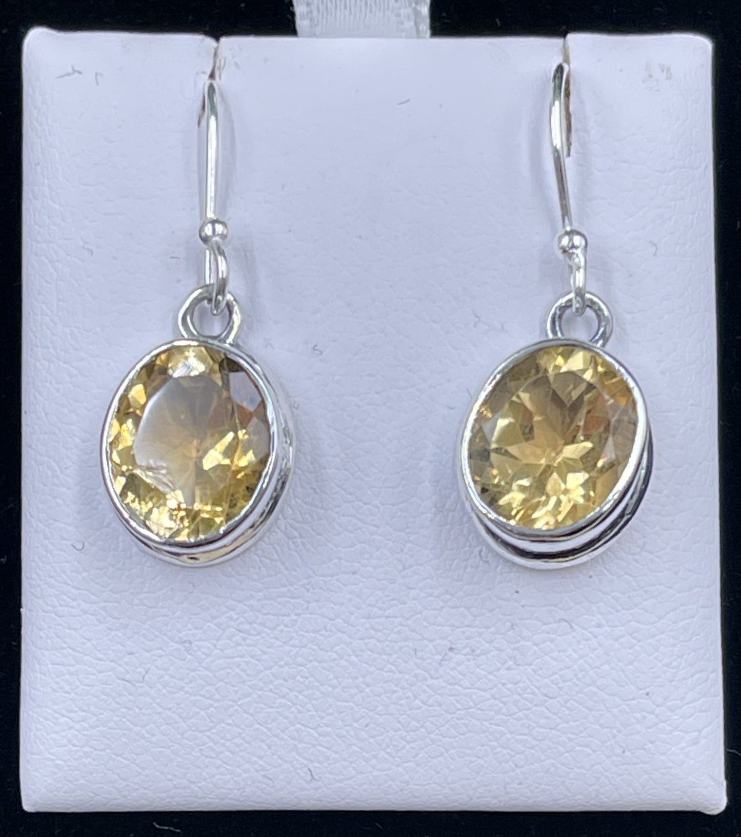 Citrine Sterling Silver Oval Drop Earrings