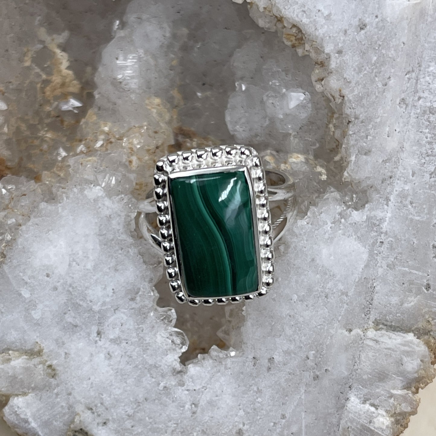 Malachite Filigree Sterling Silver Ring