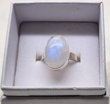 Rainbow Moonstone Sterling Silver Ring