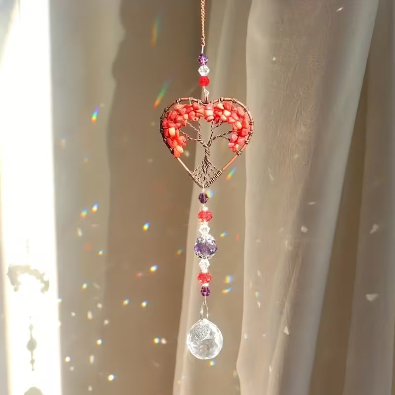 Red Coral Tree Of Life Suncatcher