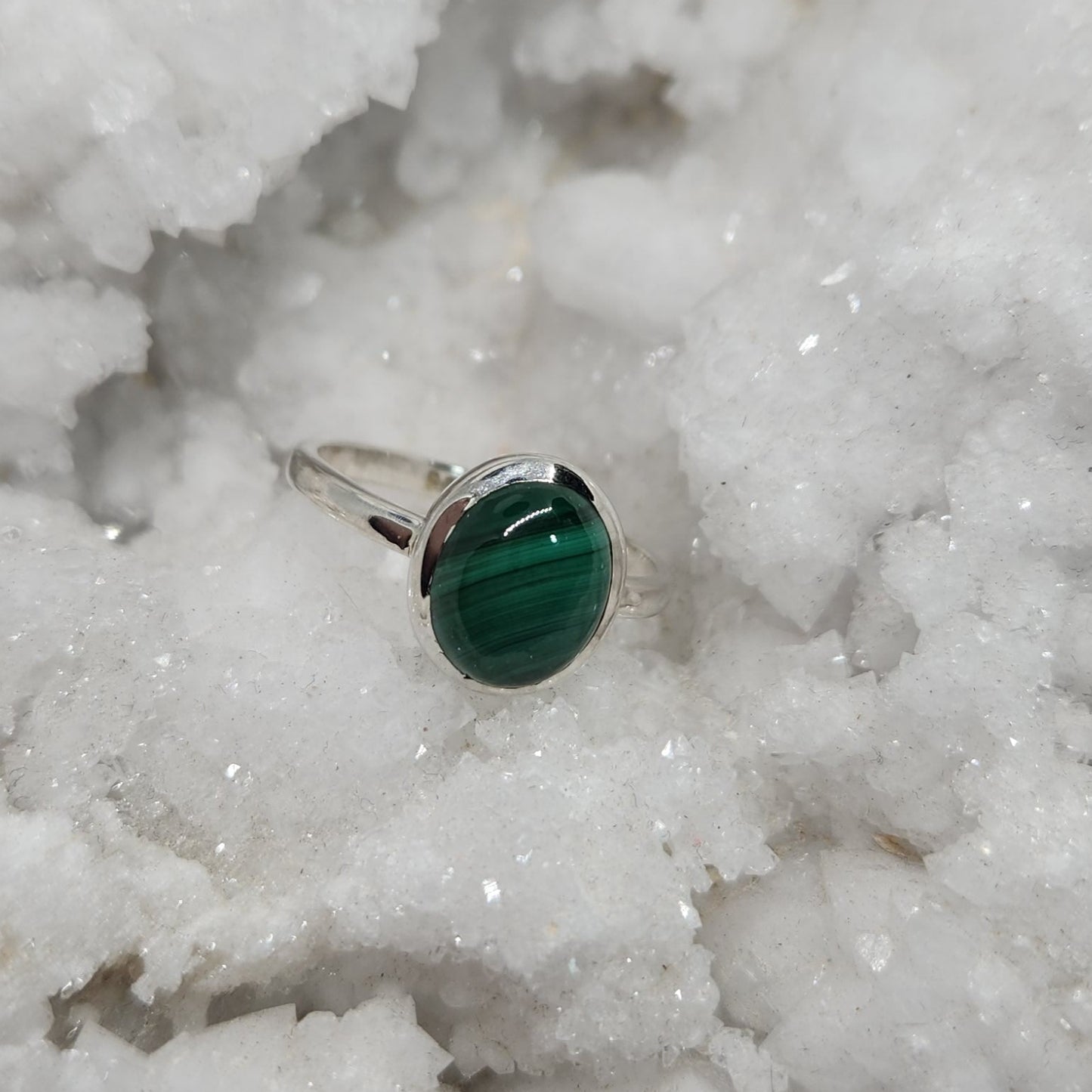 Malachite Sterling Silver Ring (Size 10)