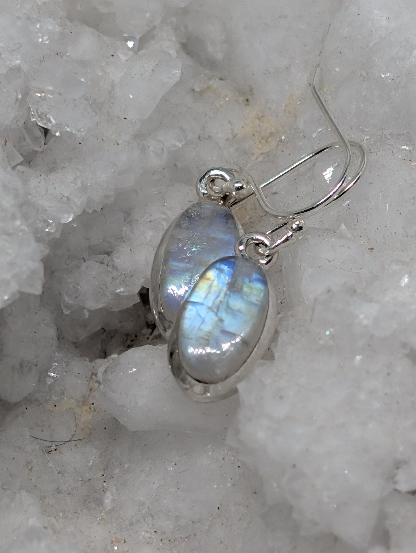Rainbow Moonstone Sterling Silver Earrings