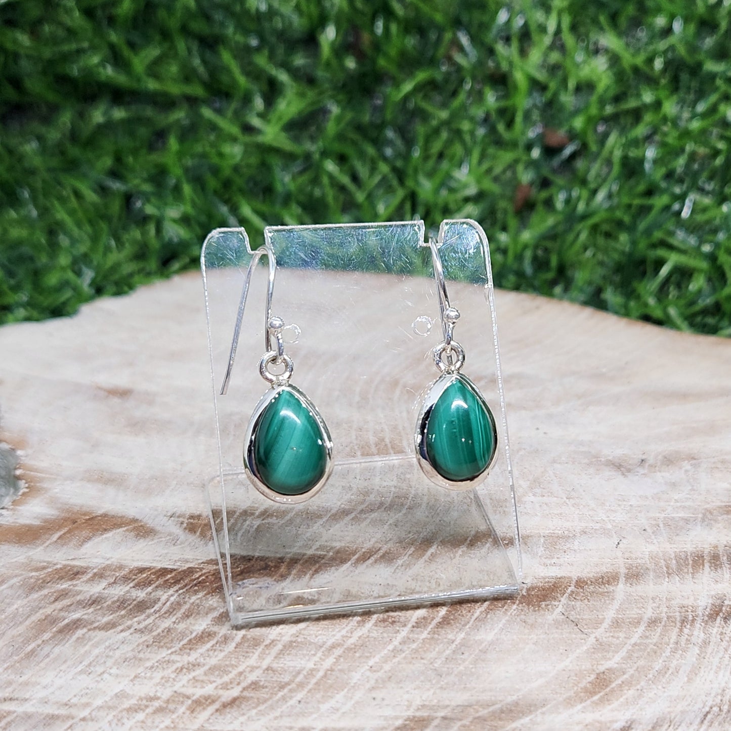 Malachite Sterling Silver Teardrop Earrings