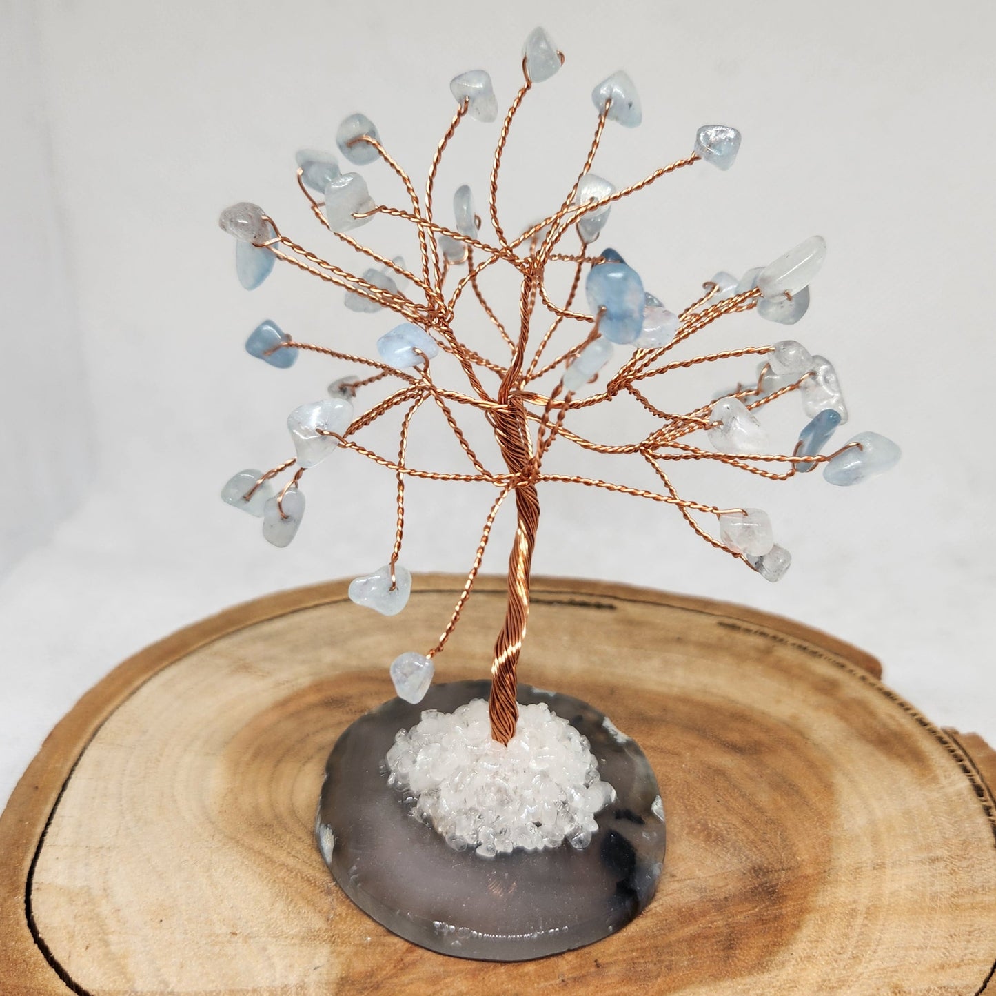 Small Aquamarine Tree On Agate