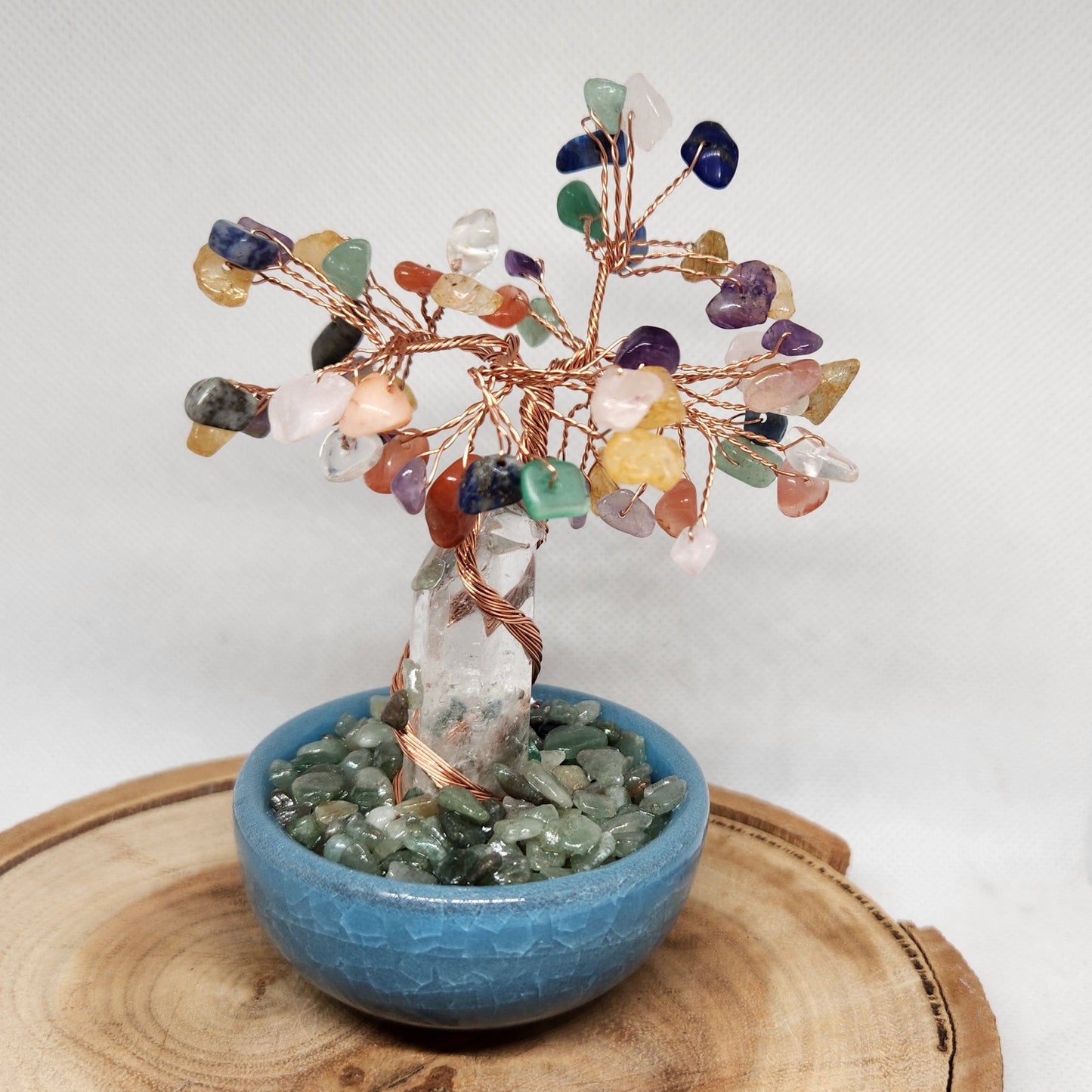 Chakra Tree With Clear Quartz Point In Blue Pot
