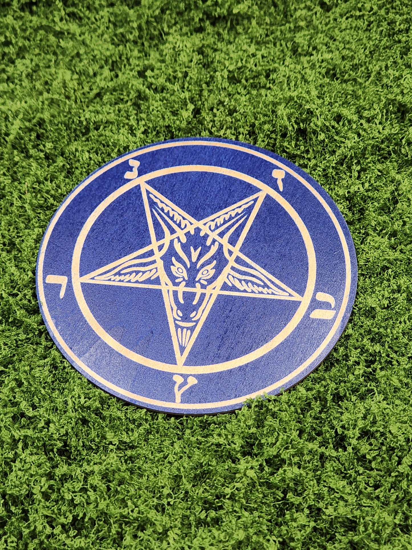 Blue Satan Goat Pentagram Altar 15cm Boards