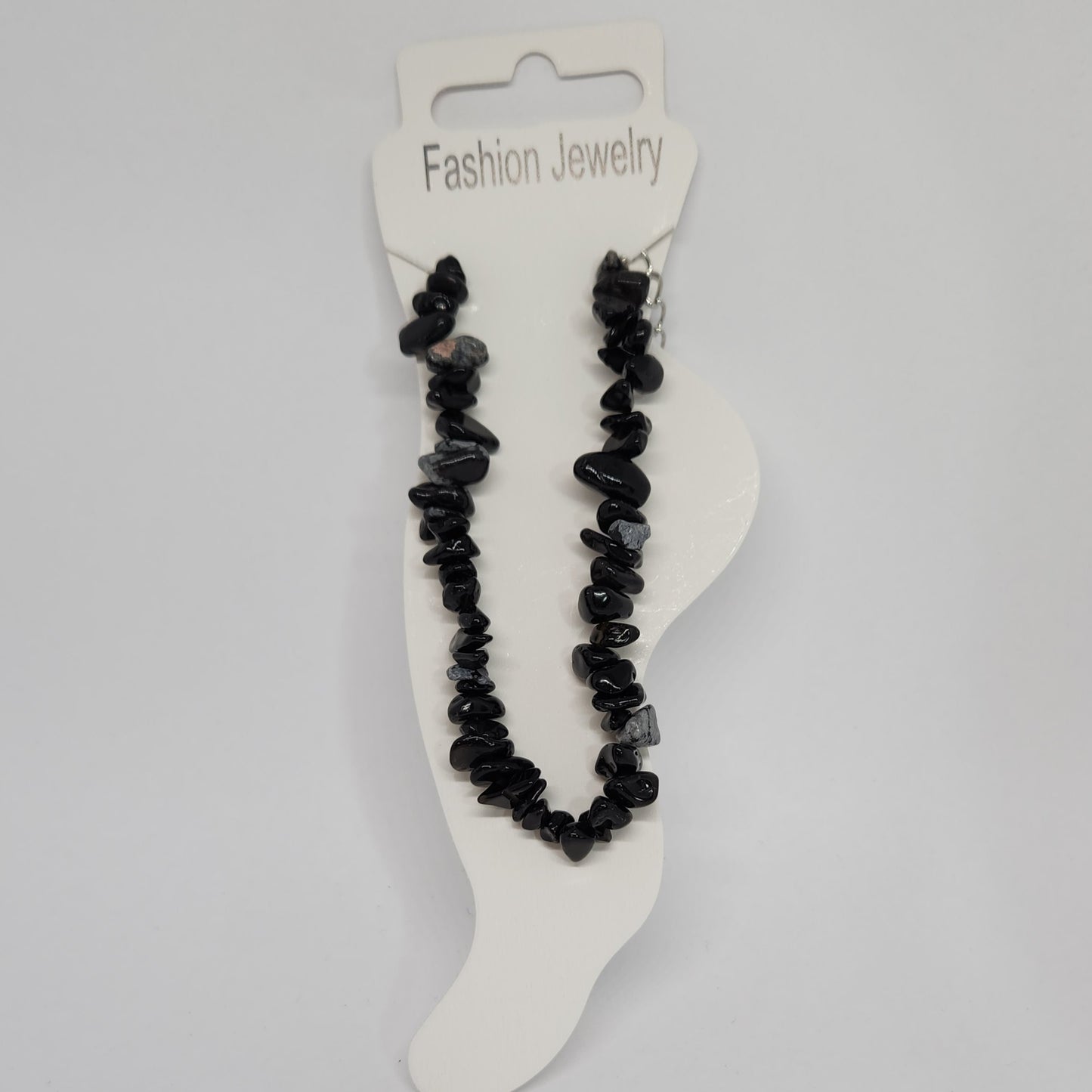 Snowflake Obsidian Chip Bracelet / Anklet