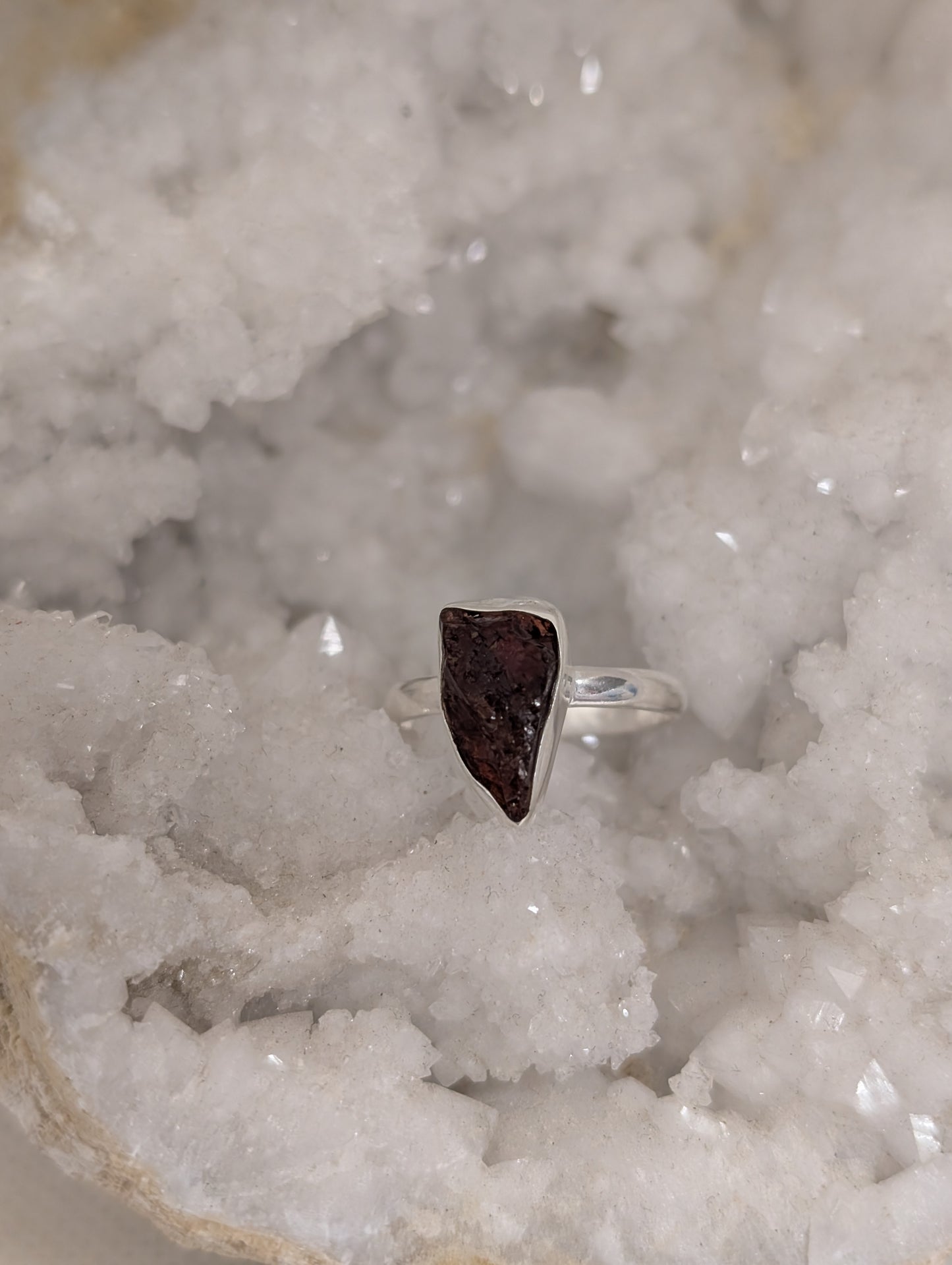 Sterling Silver Rough Garnet Ring