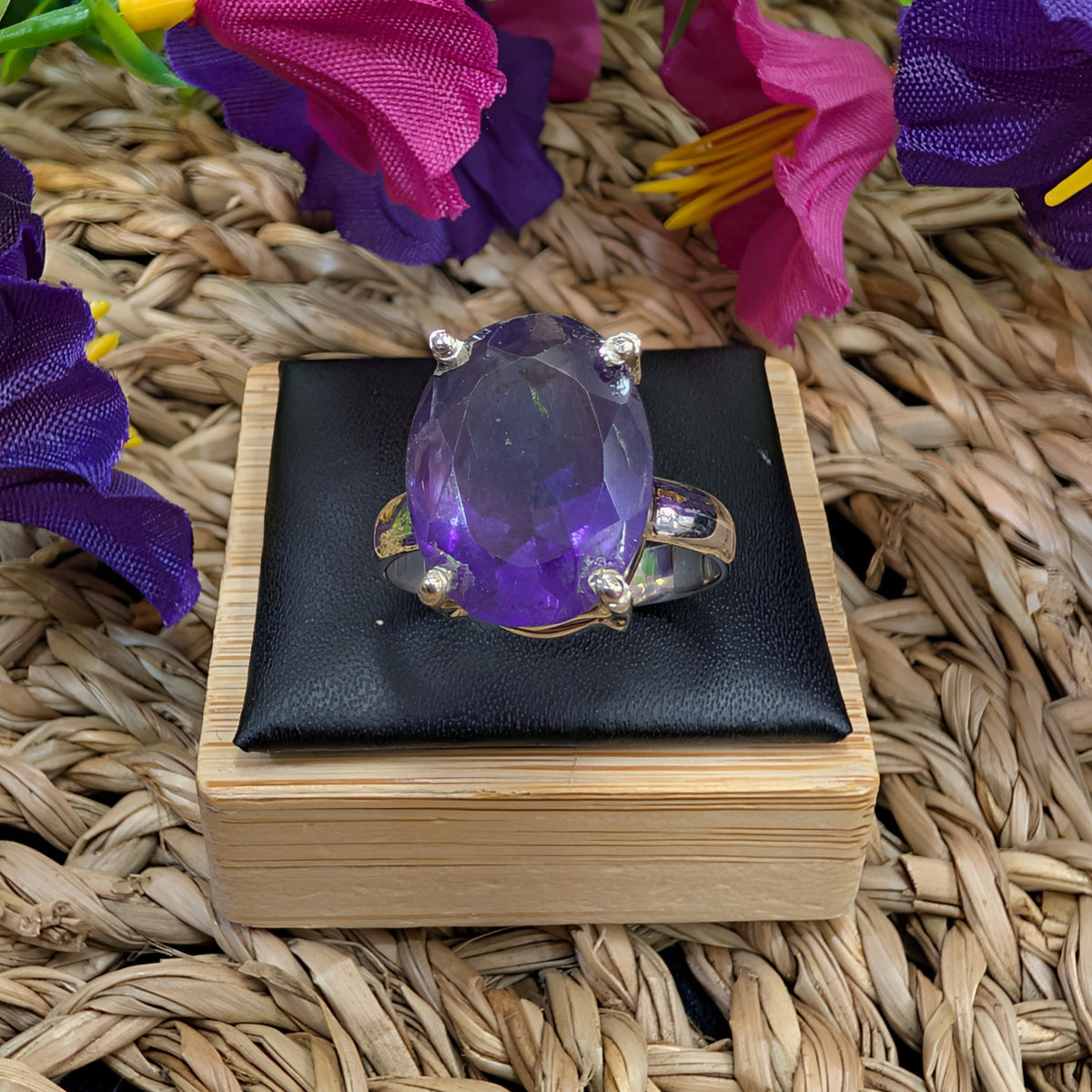 Amethyst Faceted Sterling Silver Rings
