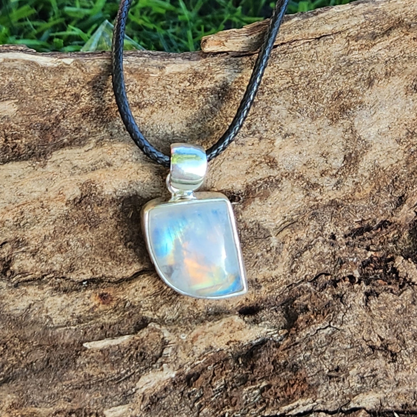Rainbow Moonstone Pendant Sterling Silver