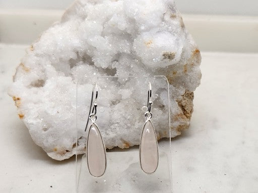 Rose Quartz Earrings Sterling Silver