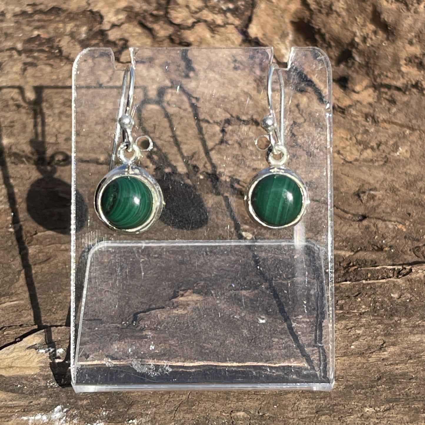 Malachite Sterling Silver Round Earrings