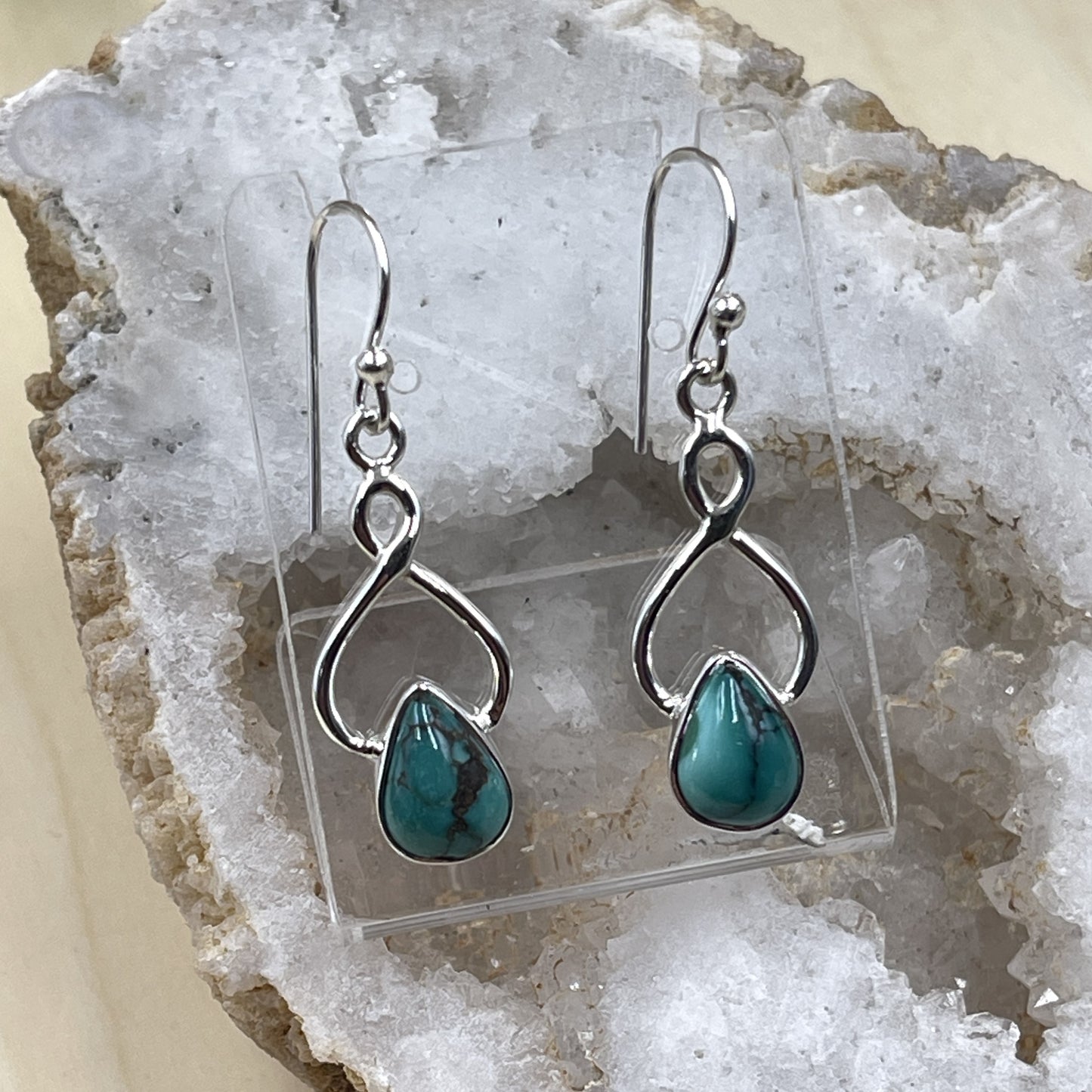 Tibetan Turquoise Teardrop Sterling Silver Earrings
