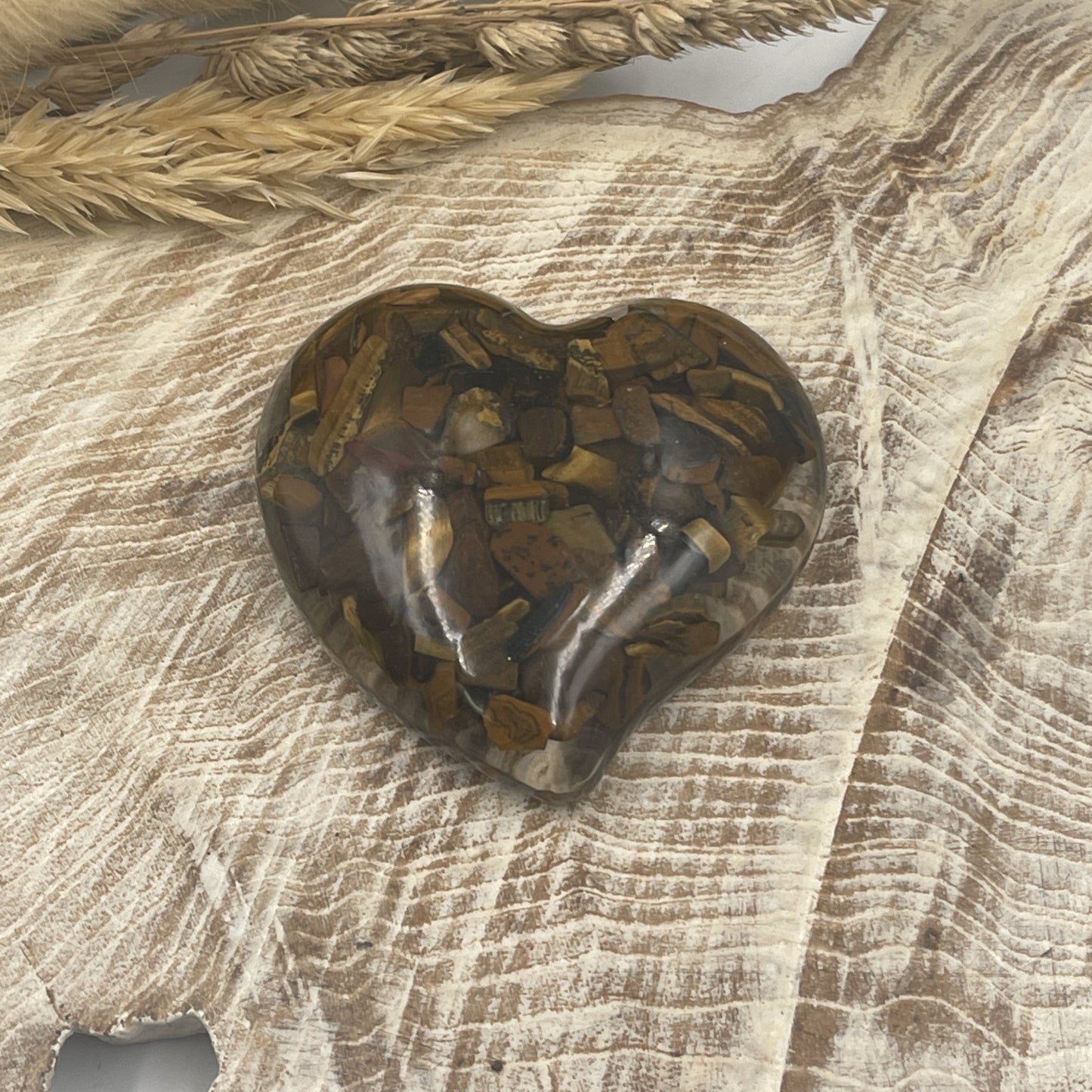 Tiger Eye Resin Heart