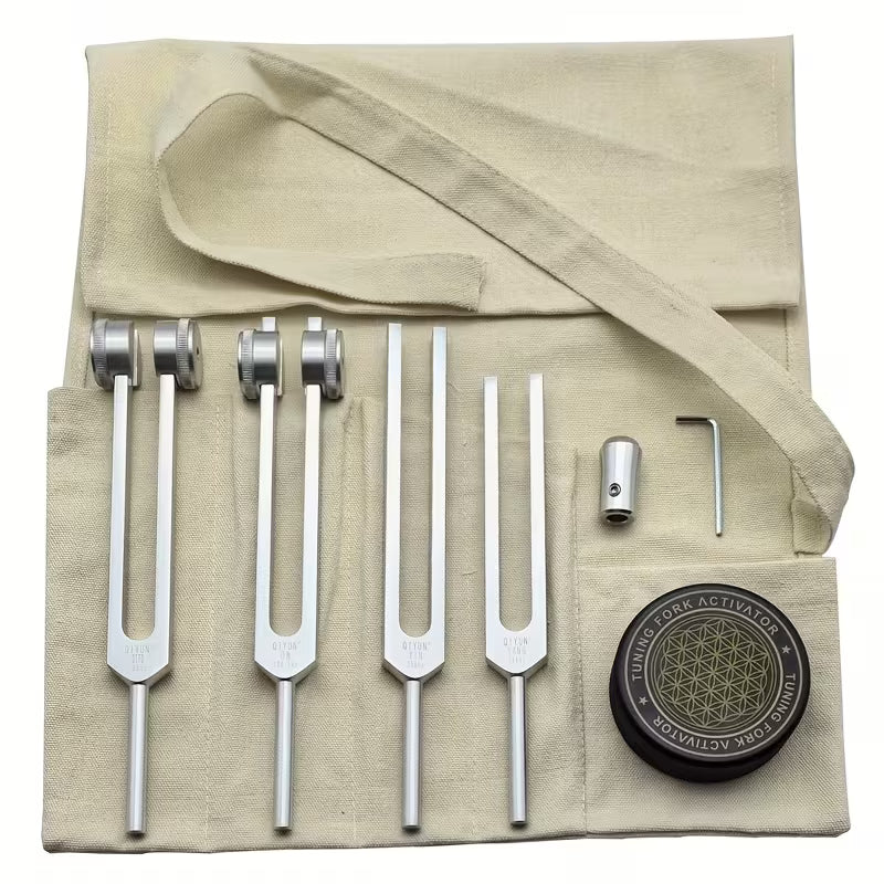 Tuning Fork Set 128hz, 136.1hz 256hz, 384hz Plus Activator