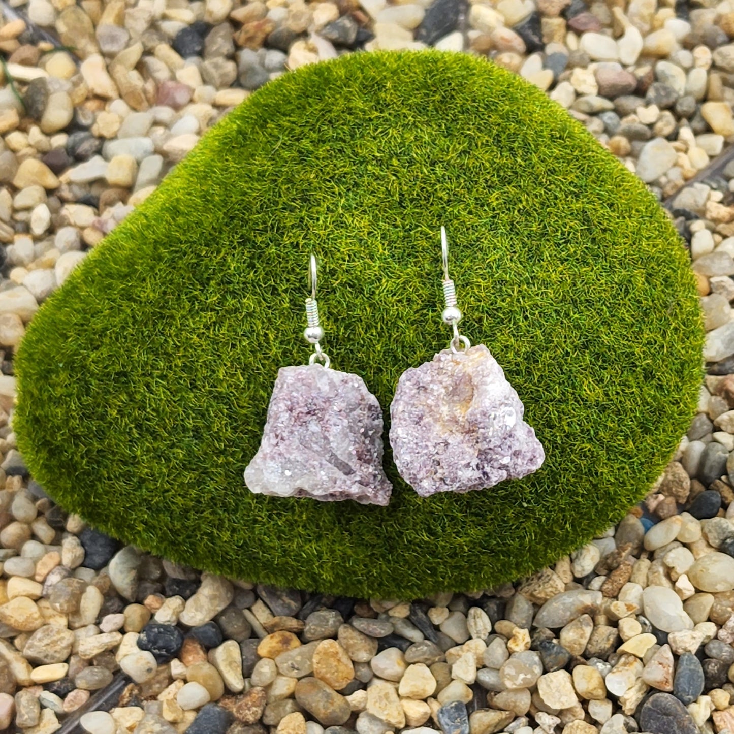 Raw lepidolite Earrings