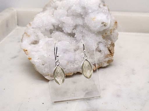 Lemon Quartz Faceted Sterling Silver Earrings