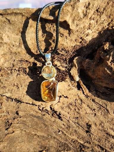 Citrine Raw & Faceted Sterling Silver Pendant