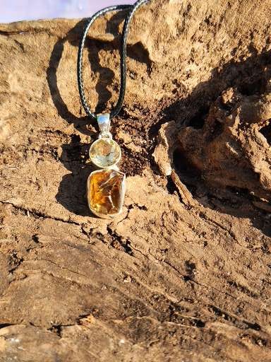 Citrine Raw & Faceted Sterling Silver Pendant