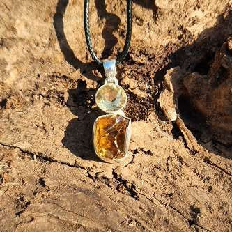 Citrine Raw & Faceted Sterling Silver Pendant