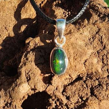 Black Opal Sterling Silver Pendant