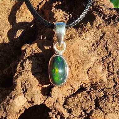 Black Opal Sterling Silver Pendant