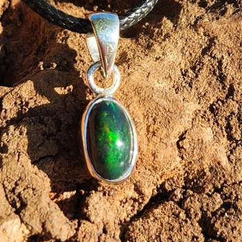 Black Opal Sterling Silver Pendant
