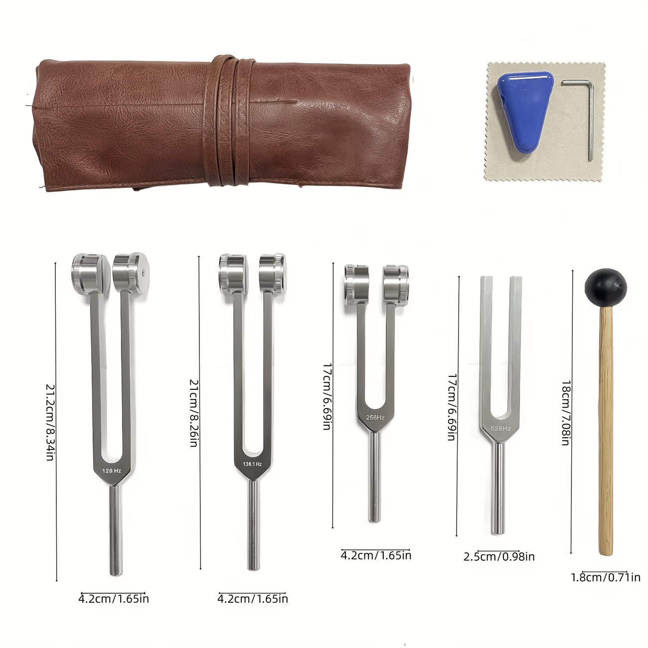 5pcs Tuning Fork Set, Sound Relax Tuning Forks (128Hz, 136.1Hz, 512Hz 528Hz)